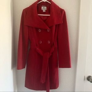 Gorgeous warm, wool red pea coat! Only worn once!